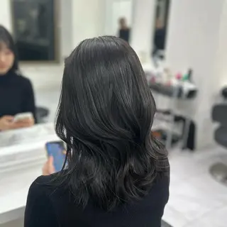 セミロング カラー パーマ ヘアアレンジ メンズ キッズ ブリーチなしカラー/ ブラウン/レイヤーのヘアスタイル