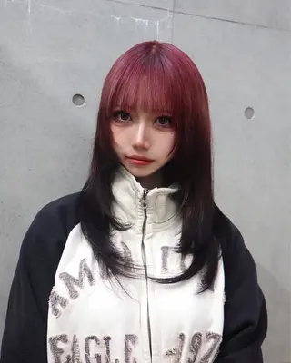 セミロング カラー レイヤー/ブリーチ iwamiya岩見谷のヘアスタイル