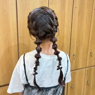 ロング ヘアアレンジ 🎀Wカラー/ピンク /ベージュ🎀ゆらのヘアスタイル