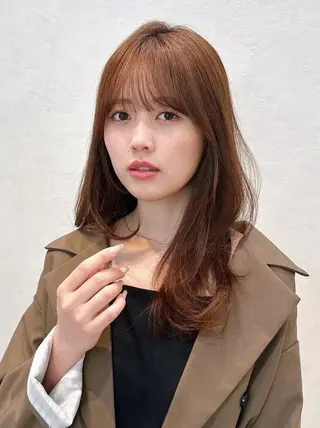 セミロング カラー パーマ kazuki【顔周り ×レイヤーカット】のヘアスタイル
