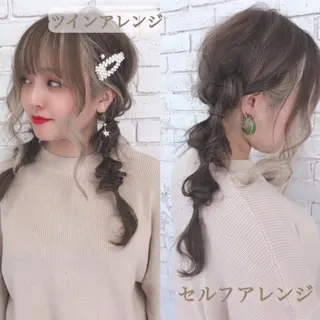 ロング ヘアアレンジ Acchon/心斎橋 💚ダブルカラーのヘアスタイル
