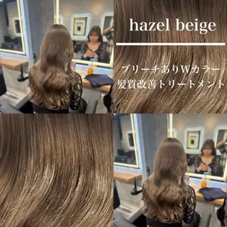 セミロング カラー ヘアアレンジ 🫧ハイトーン🫧 ベージュ🫧徹哉のヘアスタイル
