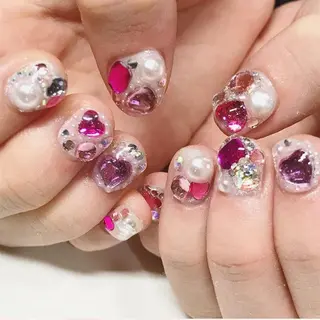 ネイル 渋谷／チップ長さ出し 👑アプレgel-xのネイルデザイン