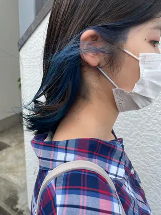 ミディアム カラー インナーカラー 推し ブリーチ 髪質改善のヘアスタイル