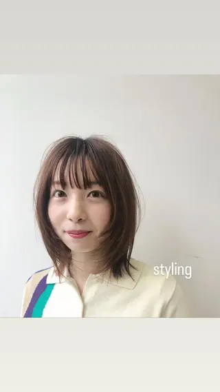 ミディアム カラー ニュアンスパーマ/ 曲がる縮毛矯正/平木のヘアスタイル