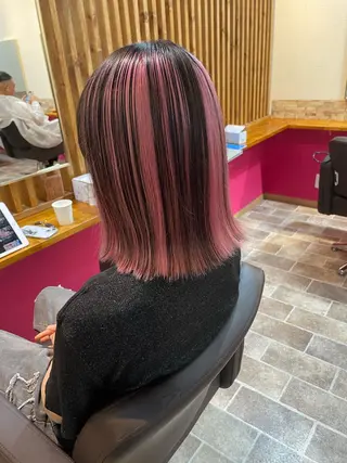ミディアム カラー ヘアカラー&縮毛矯正 STAR☆RIVERのヘアスタイル