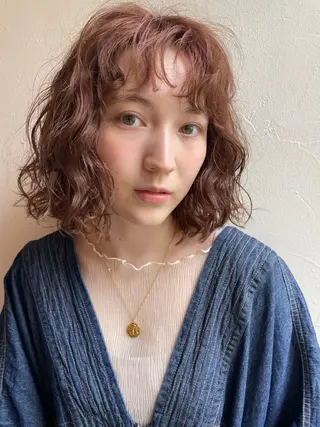 パーマ 透明感カラー／ オシャレヘア／まりなのヘアスタイル