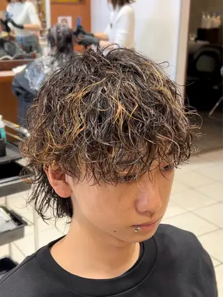 ミディアム パーマ メンズ 福井 太暉のヘアスタイル