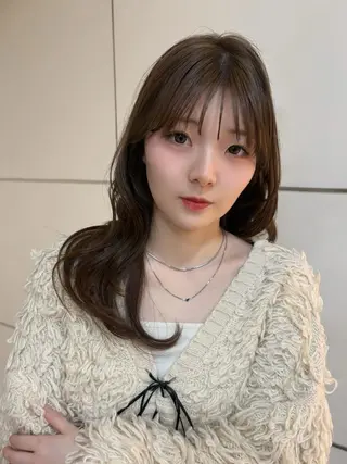 セミロング カラー 🤎韓国ヘア ベージュ まゆか🤎のヘアスタイル