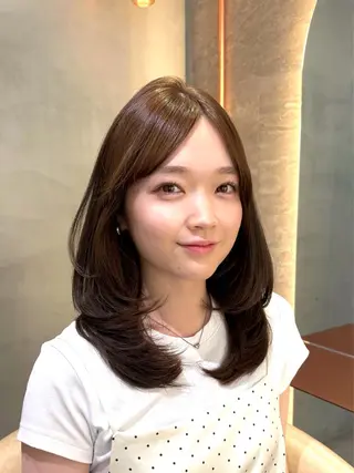 セミロング カラー 顔周りカット/透明感 カラー/ゆう🤎のヘアスタイル