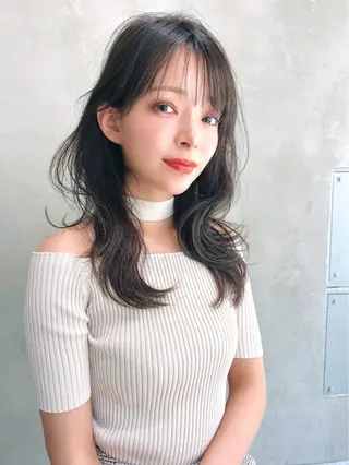 セミロング カラー 似合わせカラー🫶 小川千波のヘアスタイル