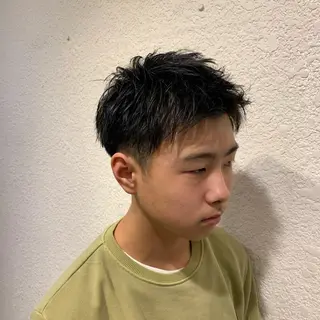 メンズ スパイキーパーマ 柏NO1 藤本葉のヘアスタイル