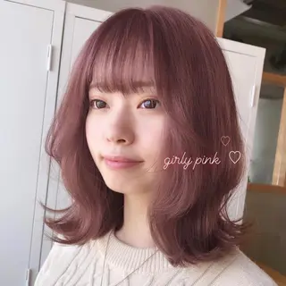 ミディアム PINQ ピンクのヘアスタイル