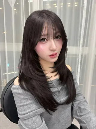 ロング カラー MARIワンホンヘア /透明感/グレージュのヘアスタイル