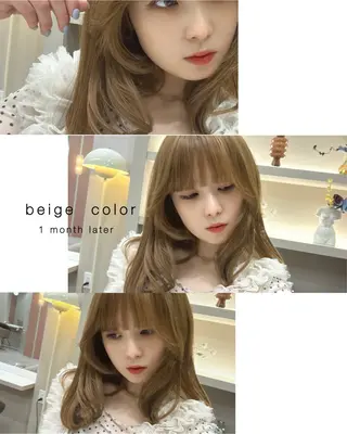 ミディアム カラー MIYU透明感カラー ブリーチなしWカラーのヘアスタイル
