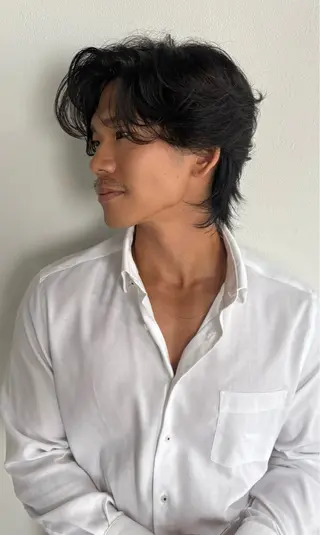 ミディアム パーマ メンズ 鈴木 颯真ウィリアムのヘアスタイル