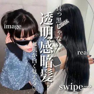 ロング カラー ラベンダー💜 グレージュ🩶のヘアスタイル