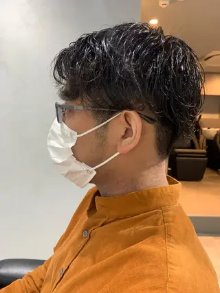 ショート パーマ メンズ ボブパーマコテ巻き風 パーマNo1深江秀平のヘアスタイル
