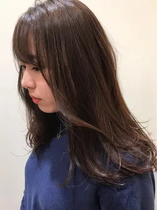 セミロング カラー パーマ 🍋透け感カラー🍃 オリーブ🍐Kahoのヘアスタイル