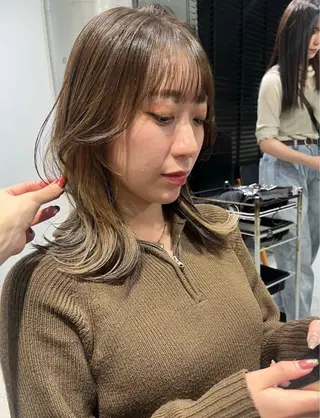 ミディアム カラー パーマ ヘアアレンジ 透明感カラー✂︎ /縮毛矯正/YUKAのヘアスタイル