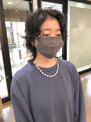 ミディアム パーマ 千葉 郁也のヘアスタイル