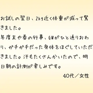 全身痩身✨ キレイサローネ新宿のエステ・リラクイメージ