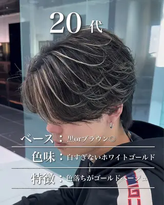 メンズ 白髪ぼかし/メッシュ ハイライト/ゆうとのヘアスタイル
