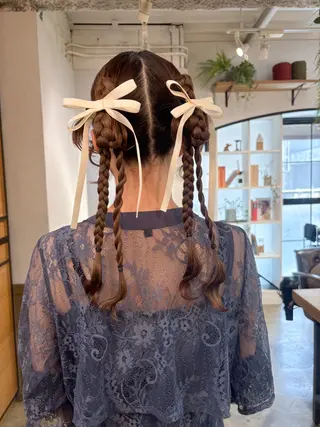 セミロング ヘアアレンジ アレンジ/新宿 透明感カラー/ヤノのヘアスタイル