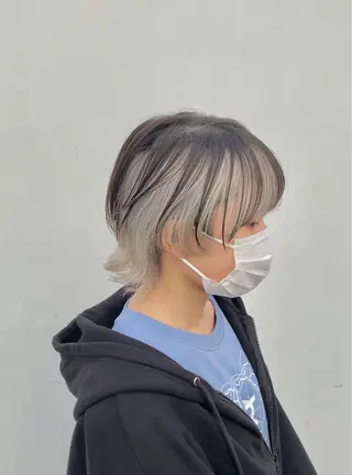ショート カラー 縮毛矯正×ブリーチ 西 太志のヘアスタイル