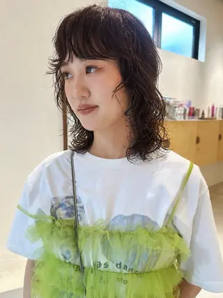 ミディアム パーマ MISA レイヤーカットのヘアスタイル