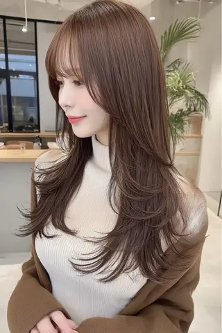 ロング カラー 韓国×艶ハイトーンが かわいい✨️リオ🍒のヘアスタイル
