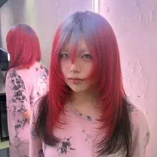 ロング カラー 🌈デザインカラー ウルフカット りょうのヘアスタイル