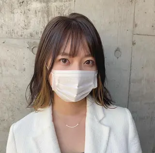 ミディアム カラー ミルクティーベージュ ブリーチ 店長 清水のヘアスタイル