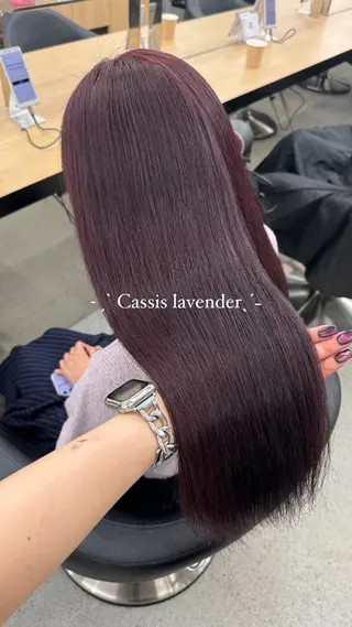ロング カラー 暗髪🩶ラベンダー/ ブルー/ユウナ🤍のヘアスタイル