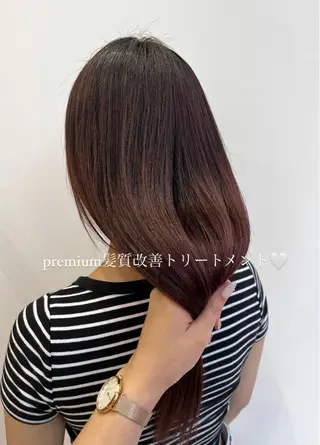 セミロング カラー ヘアアレンジ 🥀暖色韓国ヘア💕 保科侑花のヘアスタイル