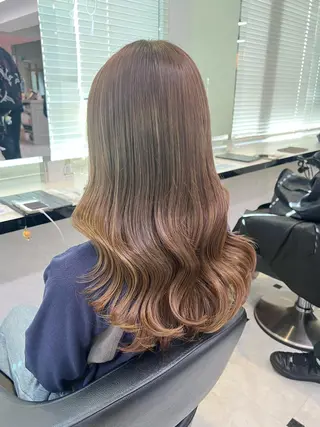 セミロング カラー ヘアアレンジ 💕上野美容師☁ ブリーチ💖サワのヘアスタイル