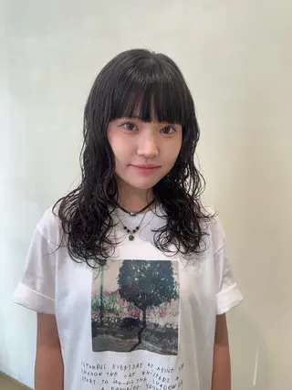 セミロング パーマ 名古屋カラー ひかりのヘアスタイル