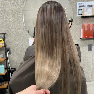 ロング カラー Lull1人美容室 バレイヤージュのヘアスタイル