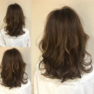 ミディアム パーマ 中村 侑弘のヘアスタイル
