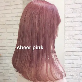 セミロング SHION🍒ྀི/ ヘアメ/ピンクカラーのヘアスタイル