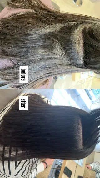 セミロング カラー パーマ 透明感カラー / 縮毛矯正 首藤大翔のヘアスタイル
