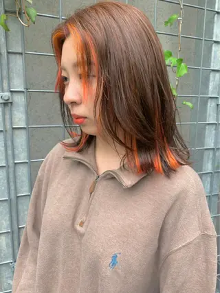 ミディアム カラー 退色まで透明感ある ダブルカラー/リクのヘアスタイル