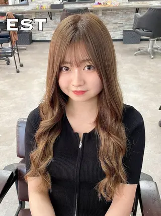 ロング ヘアアレンジ カラー エクステ MORI エクステMARIKAのヘアスタイル