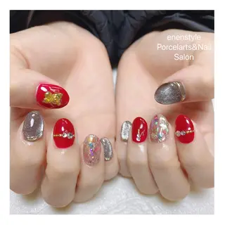 ミディアム ネイル 🐾enen style 🐾のネイルデザイン