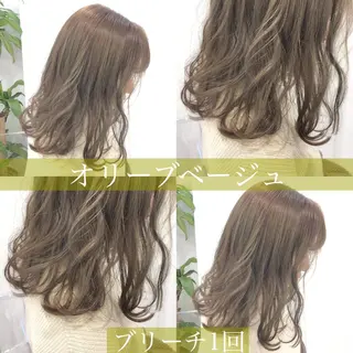 ミディアム カラー パーマ ヘアアレンジ ネイル マツエク・マツパ 韓国風ベージュ🤎 赤みなし🌿横浜🤎のヘアスタイル