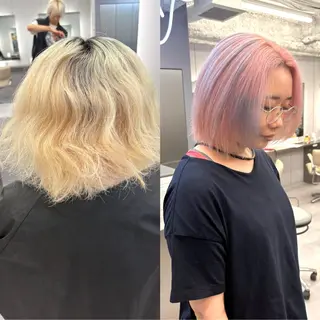 セミロング ムラ修正ブリーチ 山田眞之介のヘアスタイル