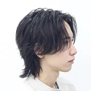 ミディアム カラー パーマ メンズ 🔥メンズ極🔥韓国 シャドウ/波巻き柿崎のヘアスタイル