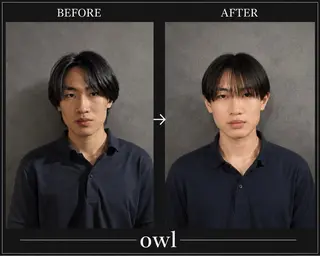 ミディアム パーマ メンズ 【フェザーパーマ】 【縮毛矯正】鶴田文のヘアスタイル