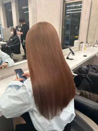 ロング カラー パーマ ヘアアレンジ メンズ キッズ ブリーチなしカラー/ ブラウン/レイヤーのヘアスタイル