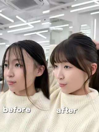セミロング 失敗しない顔まわり× 小顔補正レイヤー難波のヘアスタイル